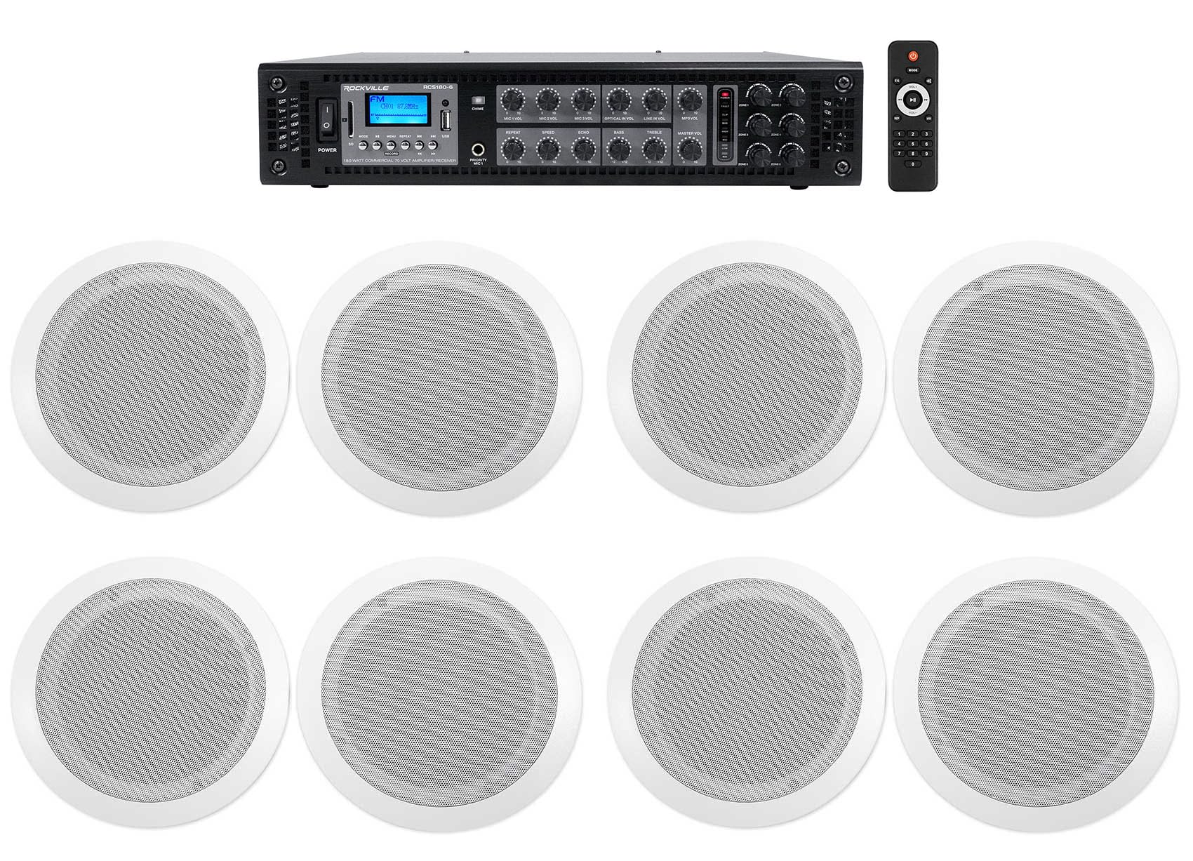Amazon.com: Rockville 6-Zone 70v Amplifier+8 6.5